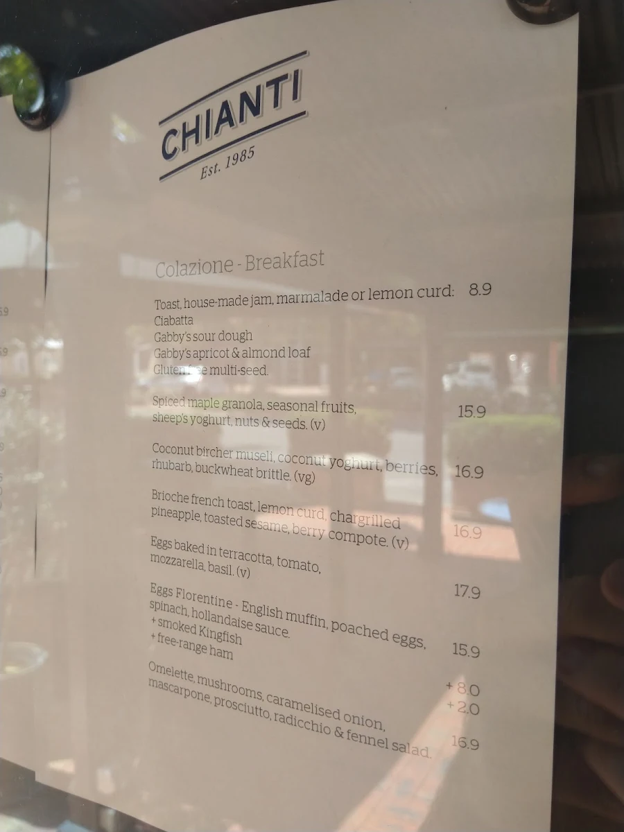 Menu, Chianti