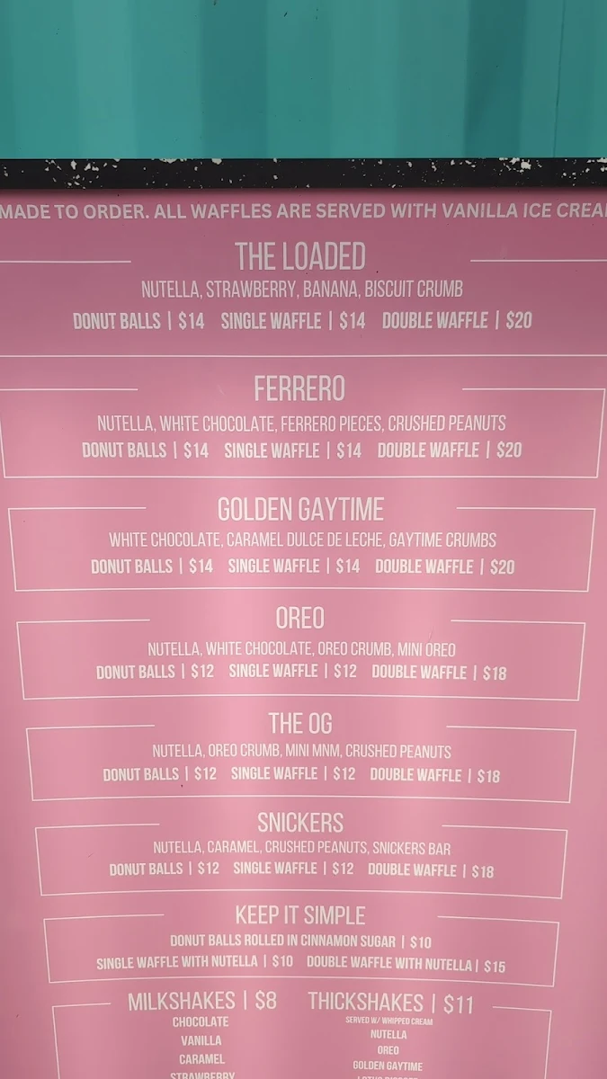 Menu, Donut Tempt Me Blacktown