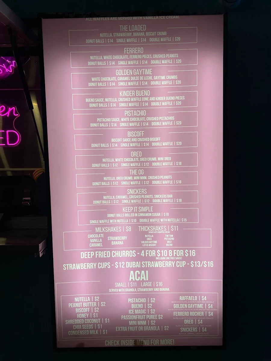 Menu, Donut Tempt Me Blacktown