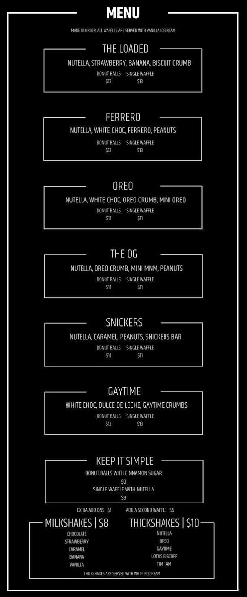 Menu, Donut Tempt Me Blacktown