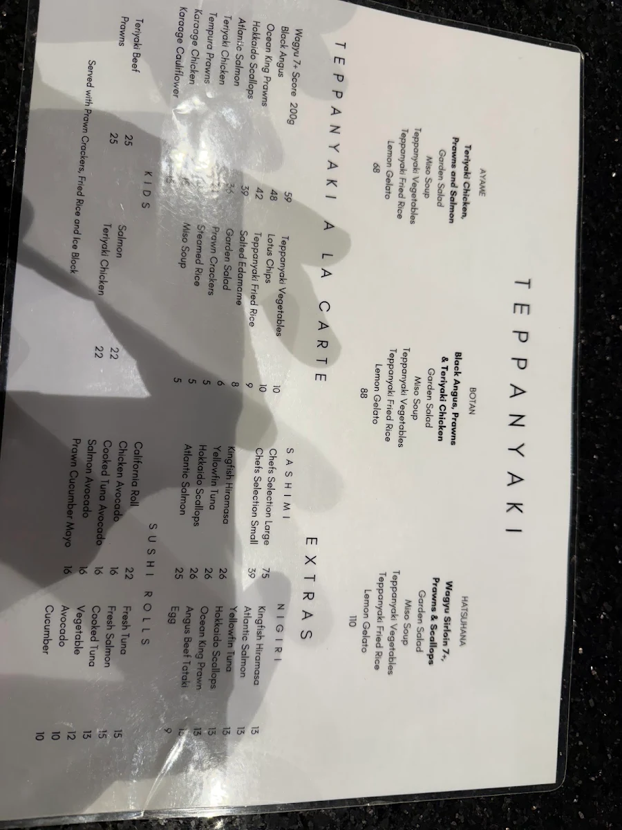 Menu, Hatsuhana Japanese Restaurant
