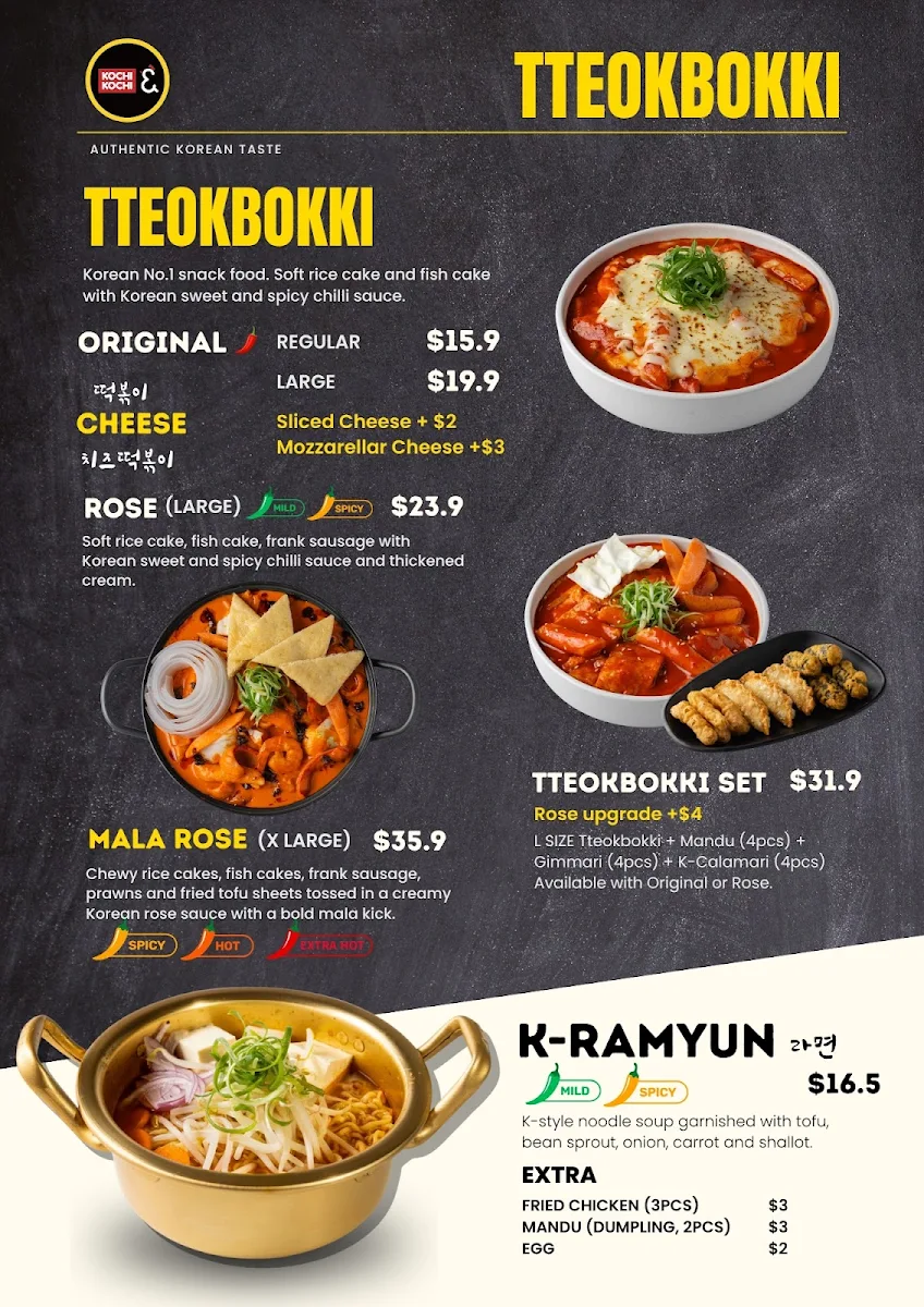 Menu, KOCHI KOCHI (Korean Chicken &)