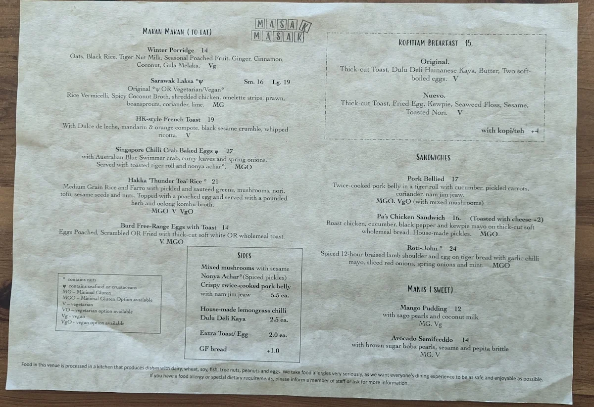 Menu, Masak Masak