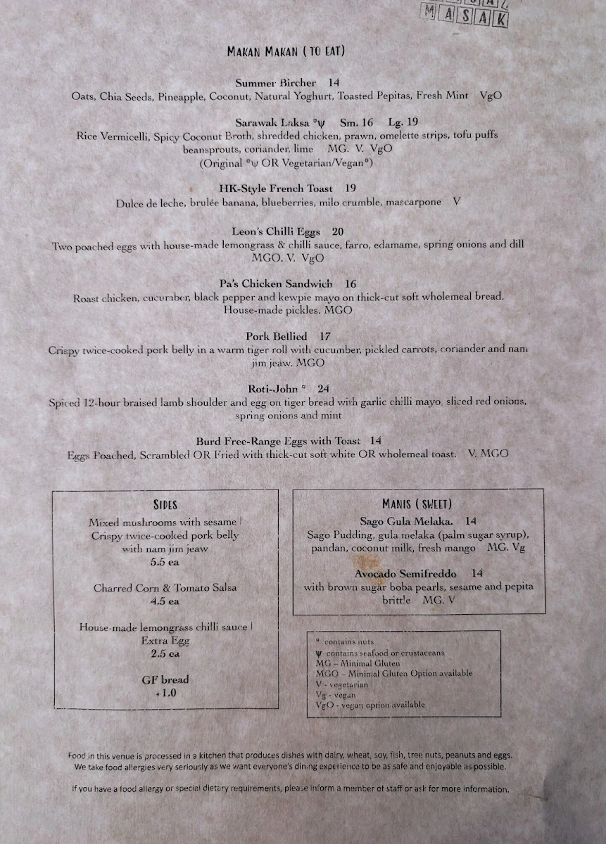 Menu, Masak Masak
