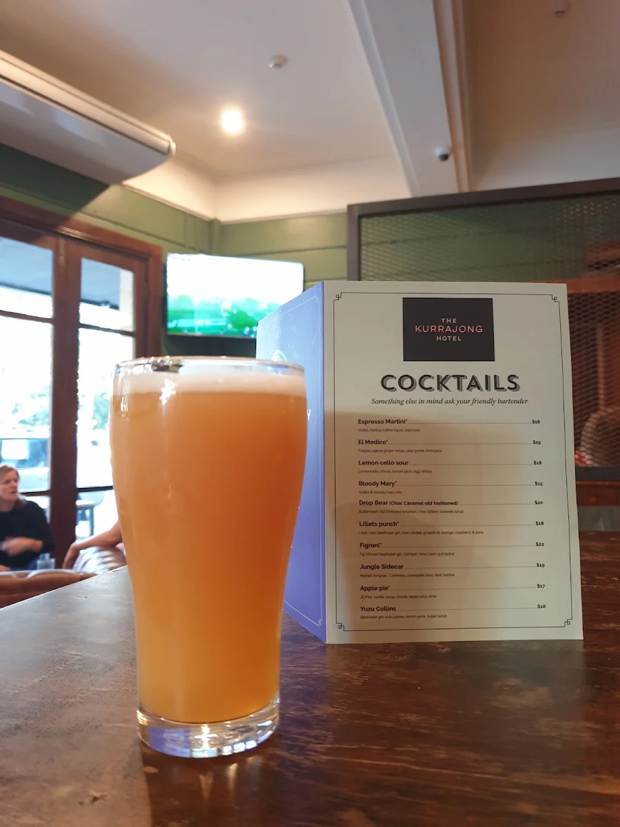 Menu, The Kurrajong Hotel - Pub & Dining