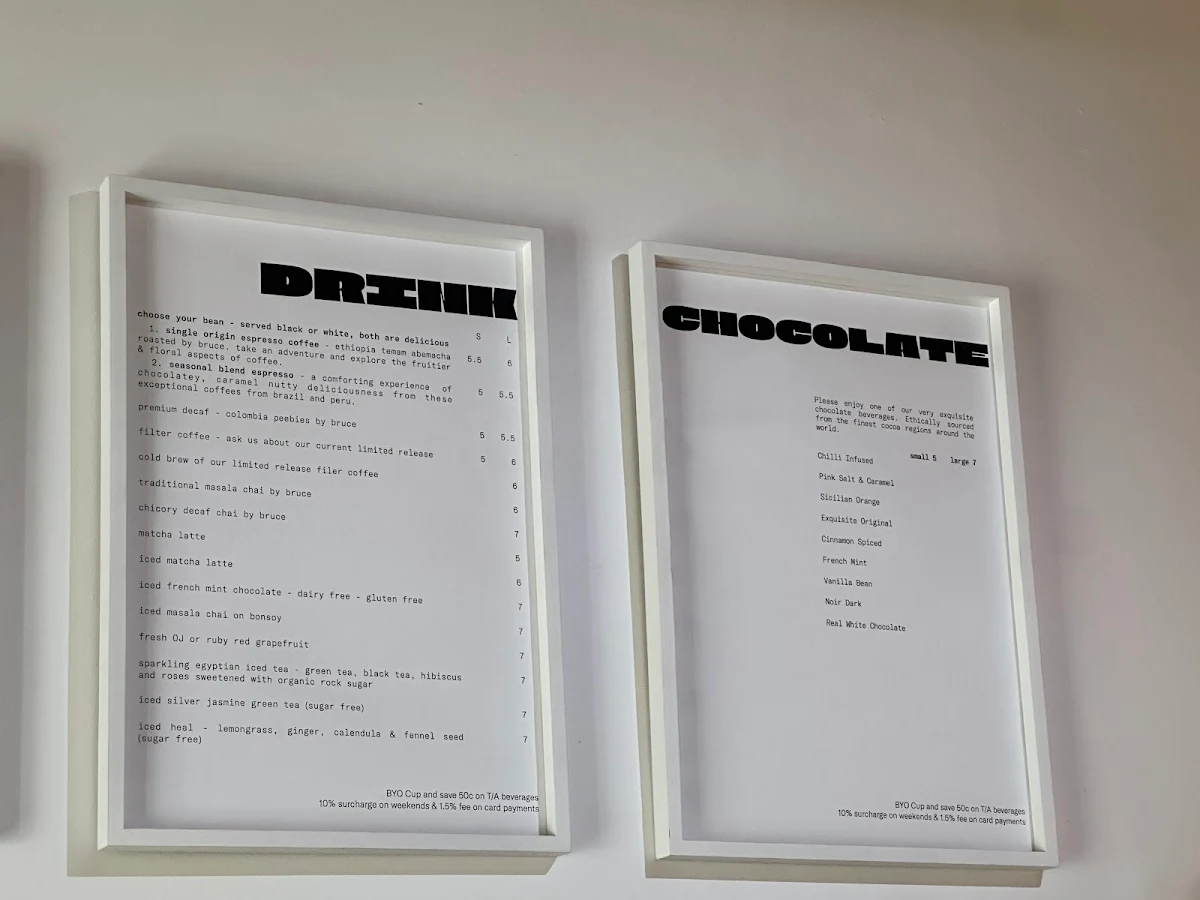 Menu, Bruce Tea Coffee