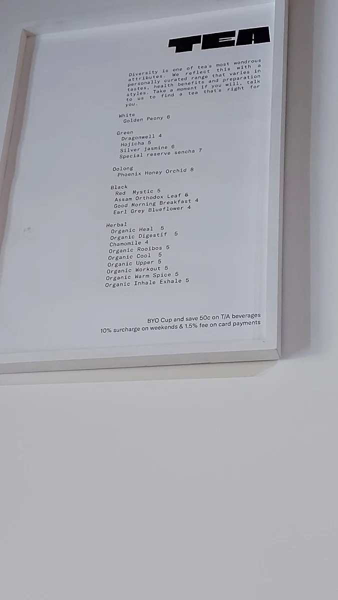 Menu, Bruce Tea Coffee