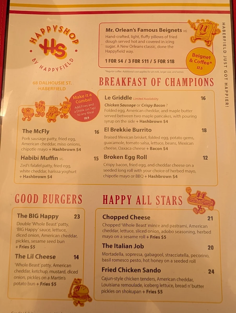 Menu, Happyfield