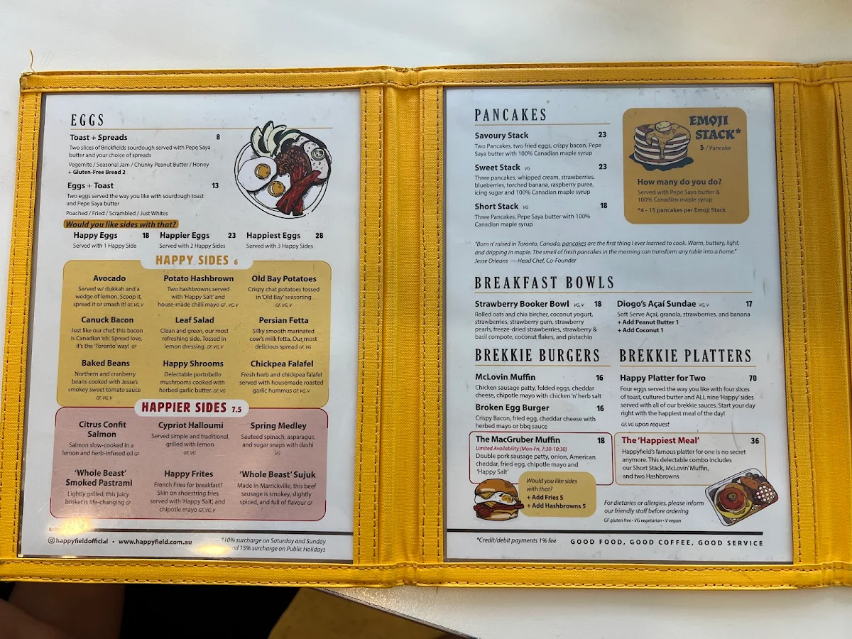 Menu, Happyfield
