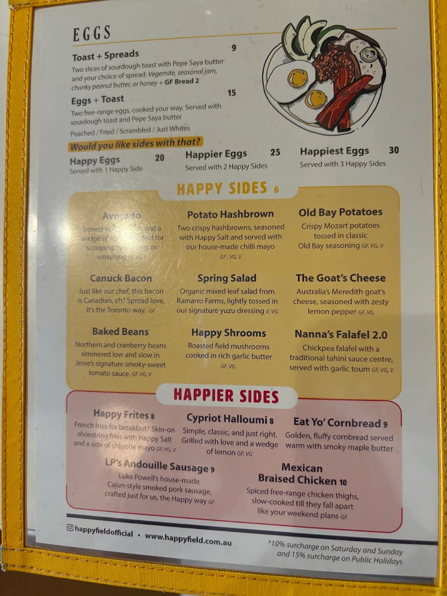 Menu, Happyfield