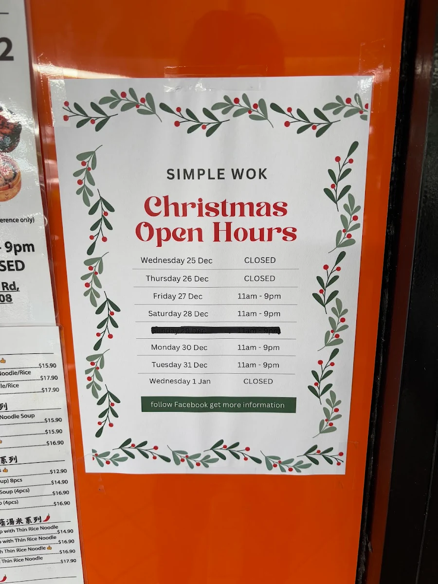 Menu, Simple Wok - Asian Fusion Cuisine