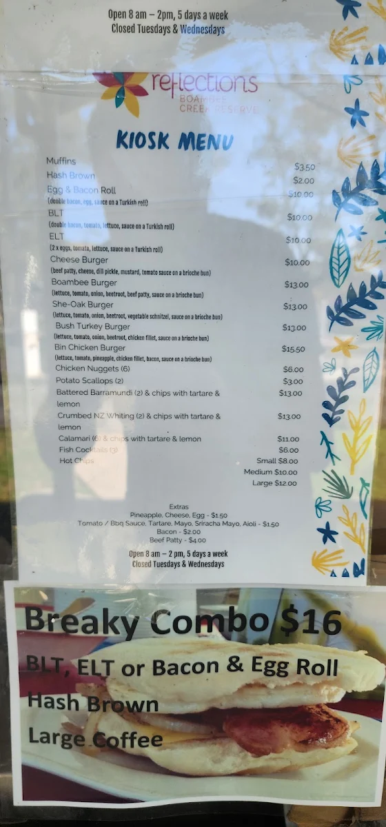 Menu, Soley's On The Creek Cafe and Cakery - Boambee Creek Reserve Kiosk