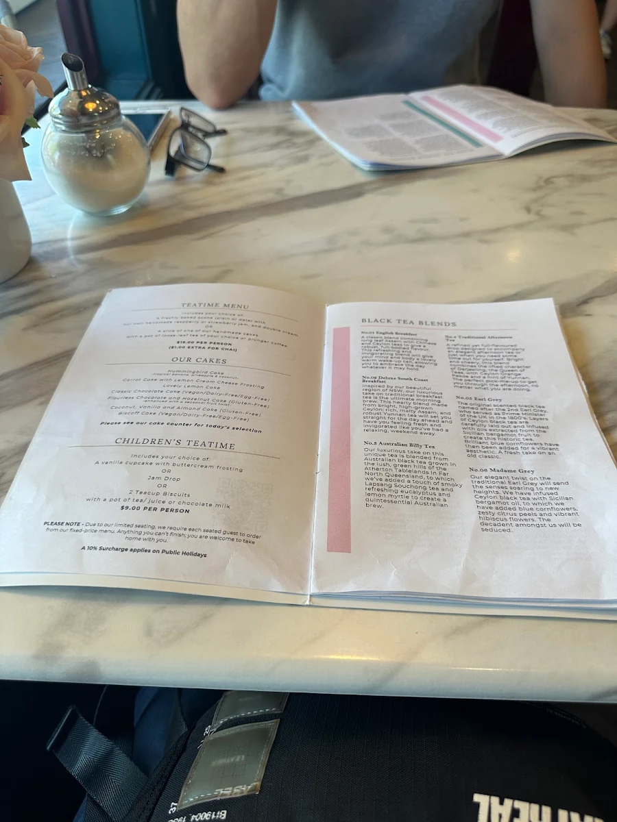 Menu, The Berry Tea Shop