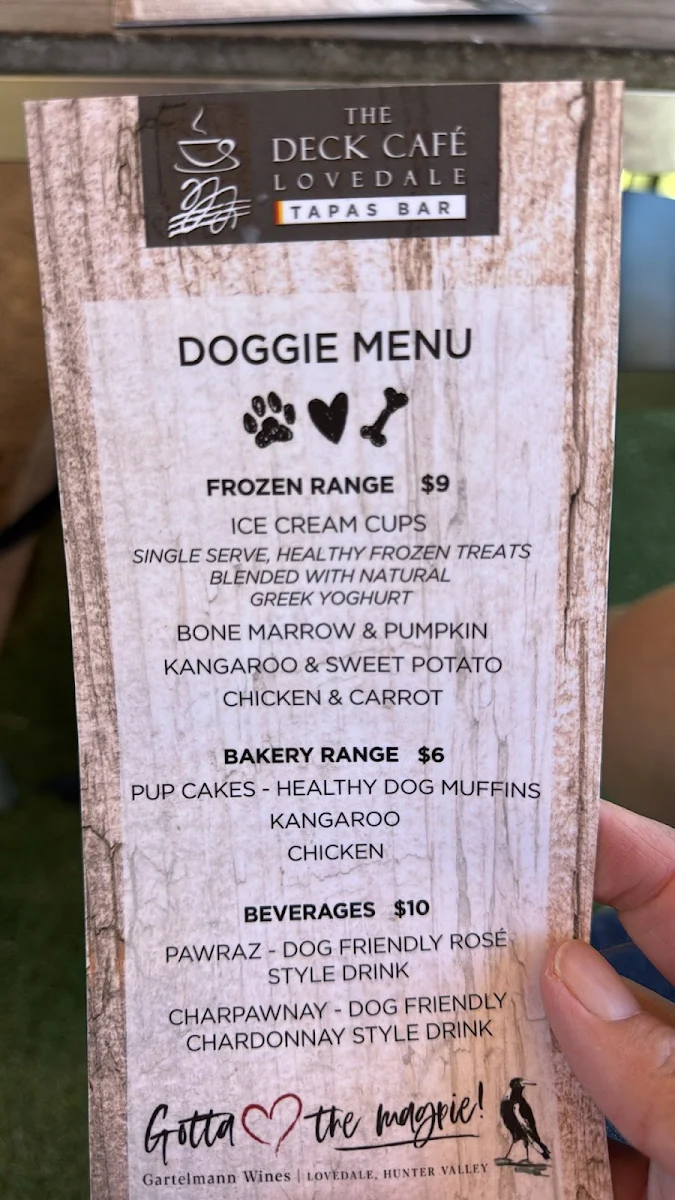 Menu, The Deck Cafe Lovedale