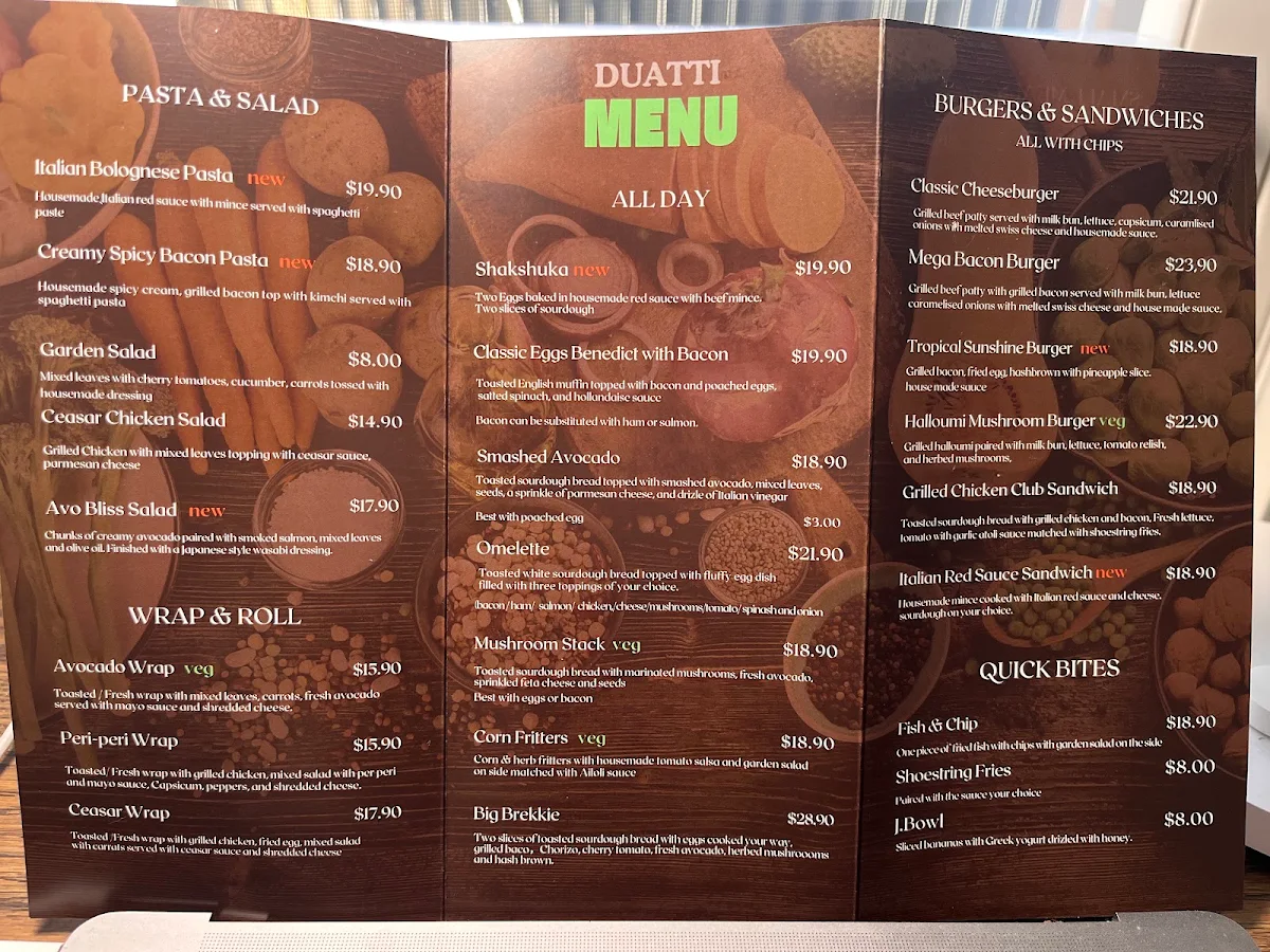 Menu, Duatti