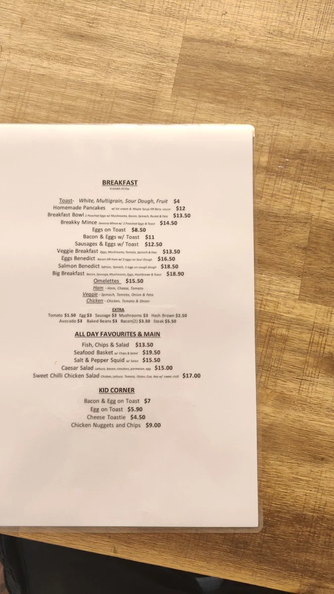 Menu, Floating Café