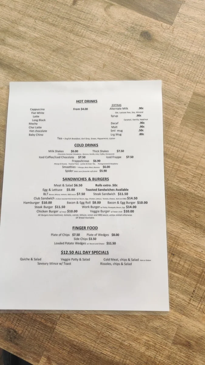 Menu, Floating Café