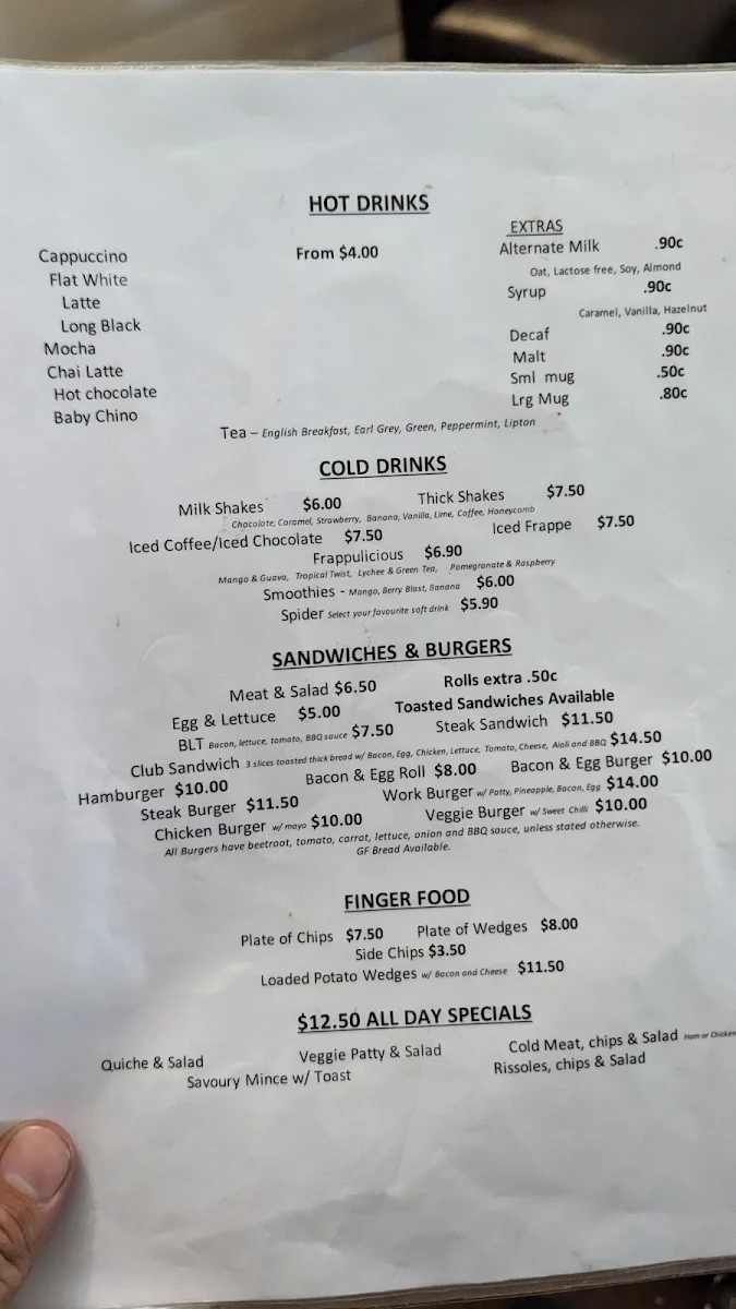 Menu, Floating Café
