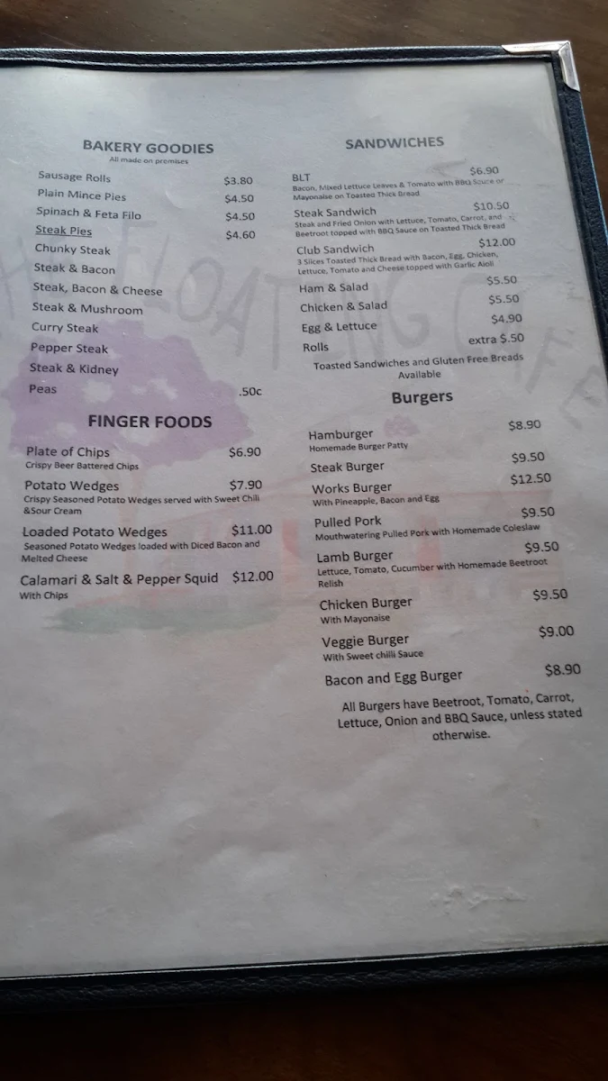 Menu, Floating Café