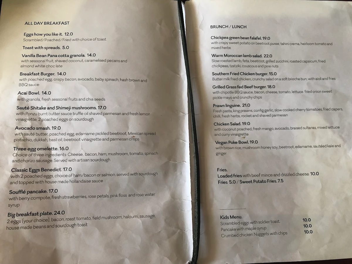 Menu, The Birdcage