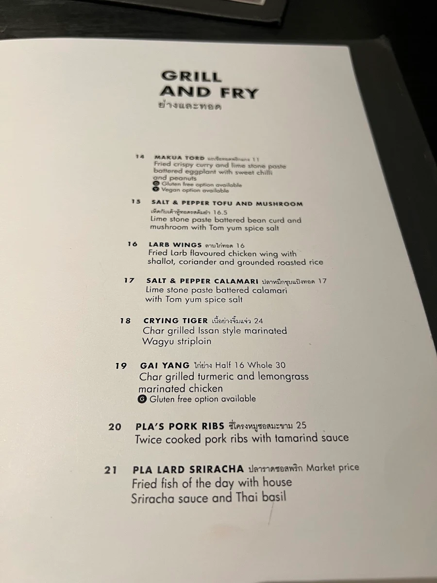 Menu, Khao Pla