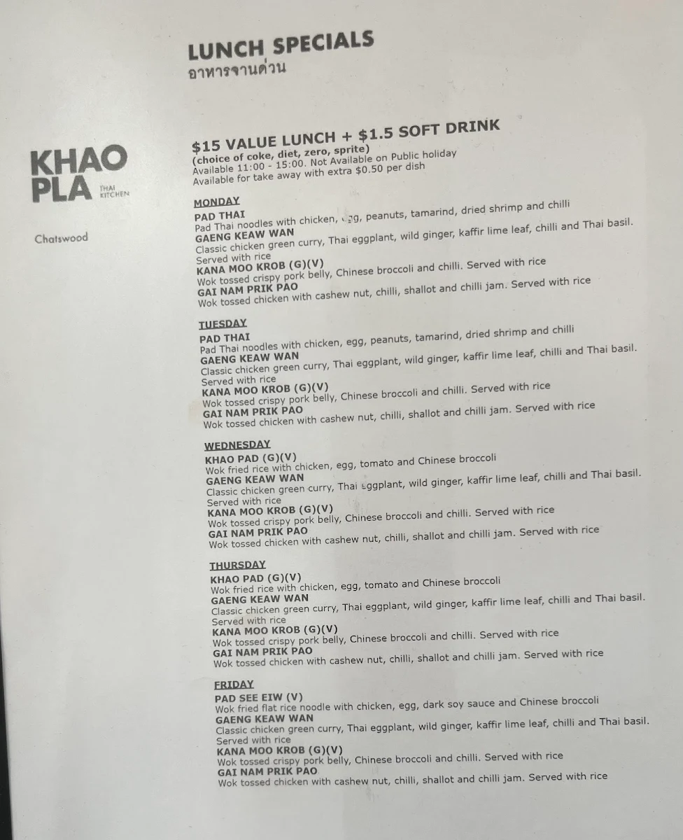 Menu, Khao Pla