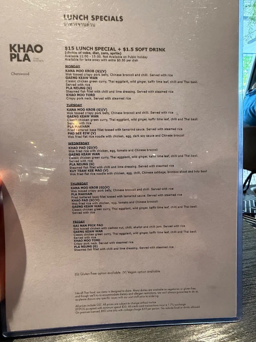 Menu, Khao Pla