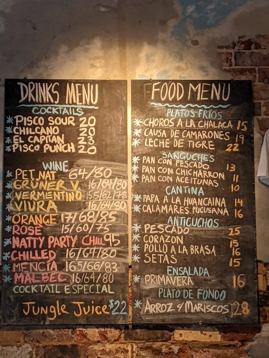 Menu, Pepito's Marrickville