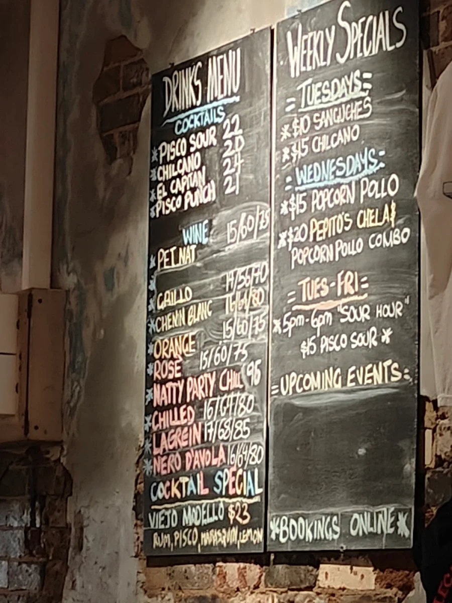 Menu, Pepito's Marrickville