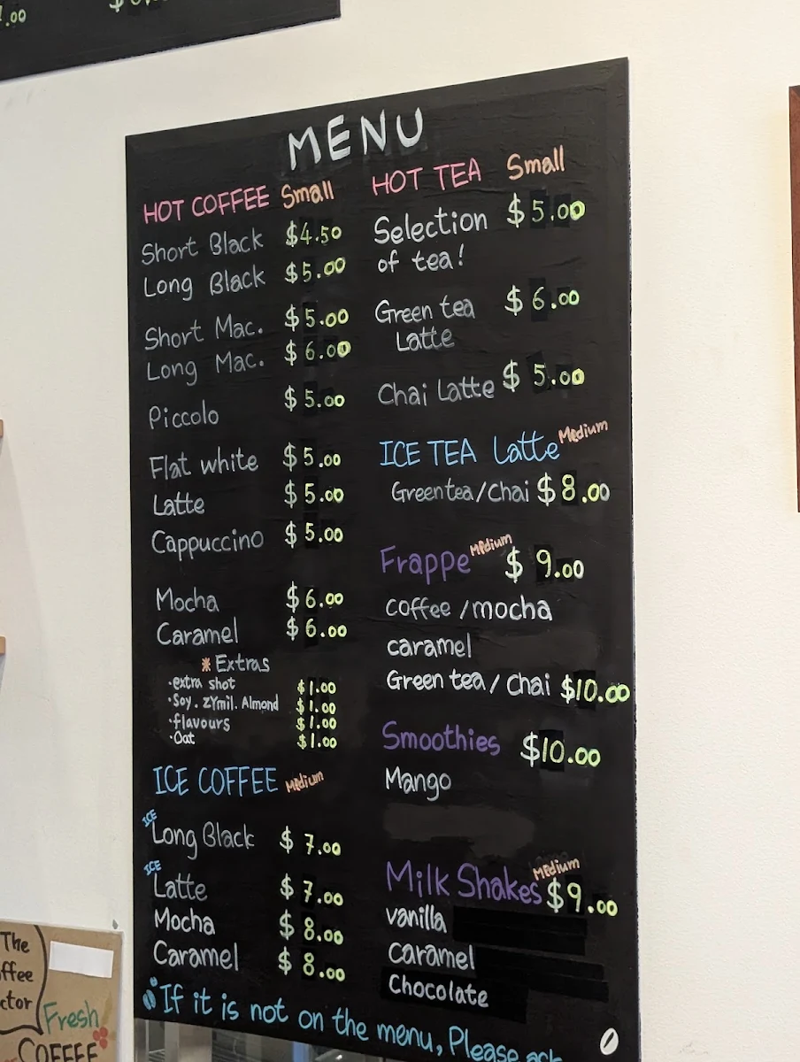 Menu, The Coffee Doctor