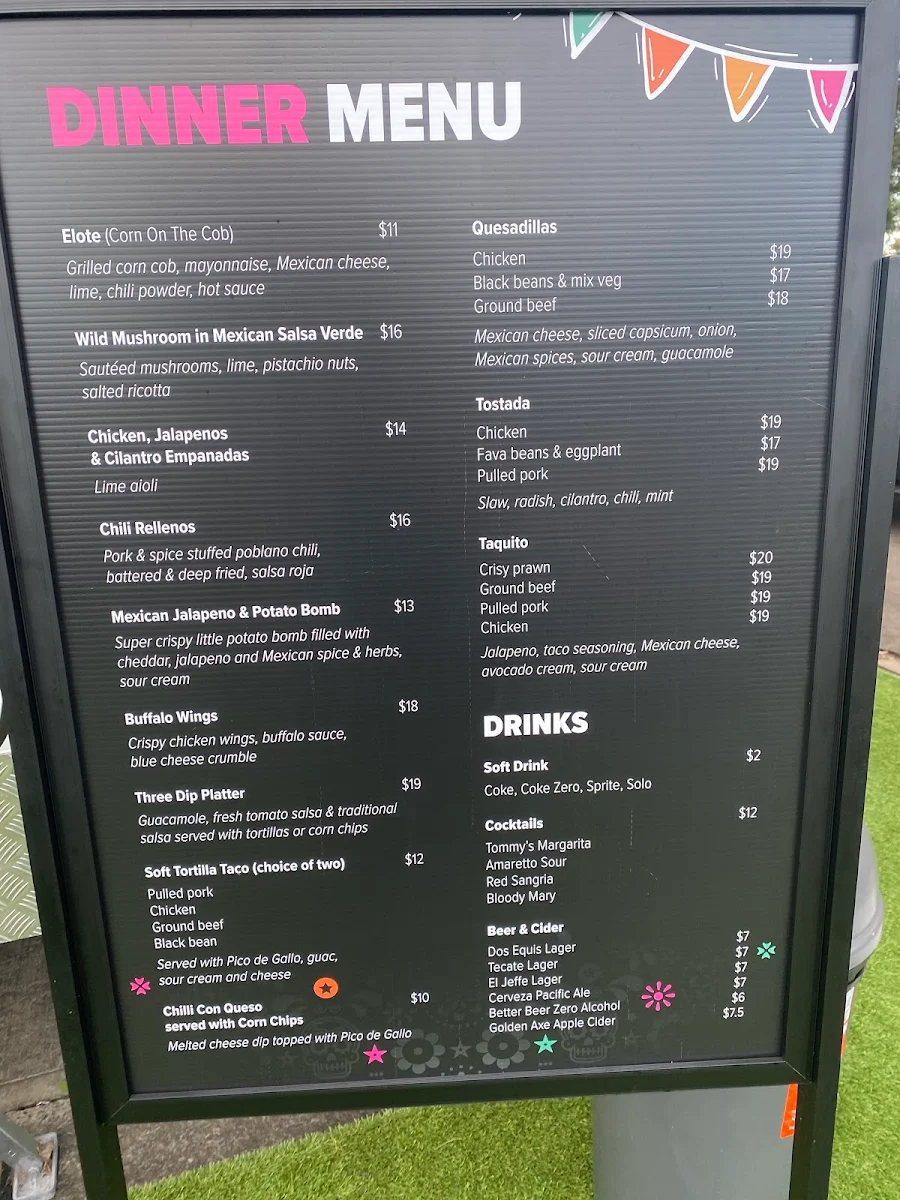 Menu, Agave Mexican Food Truck