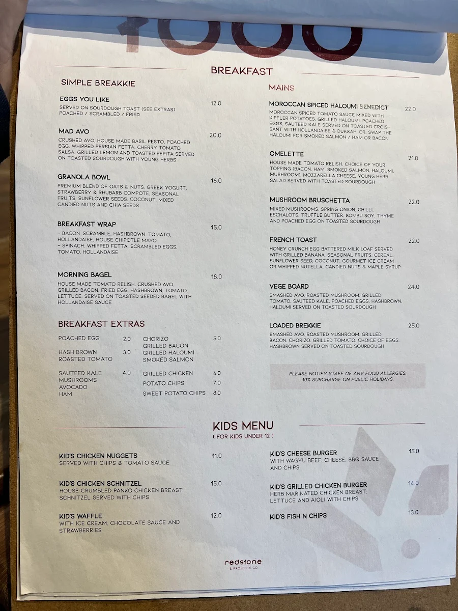 Menu, Redstone & Projects Co Newington