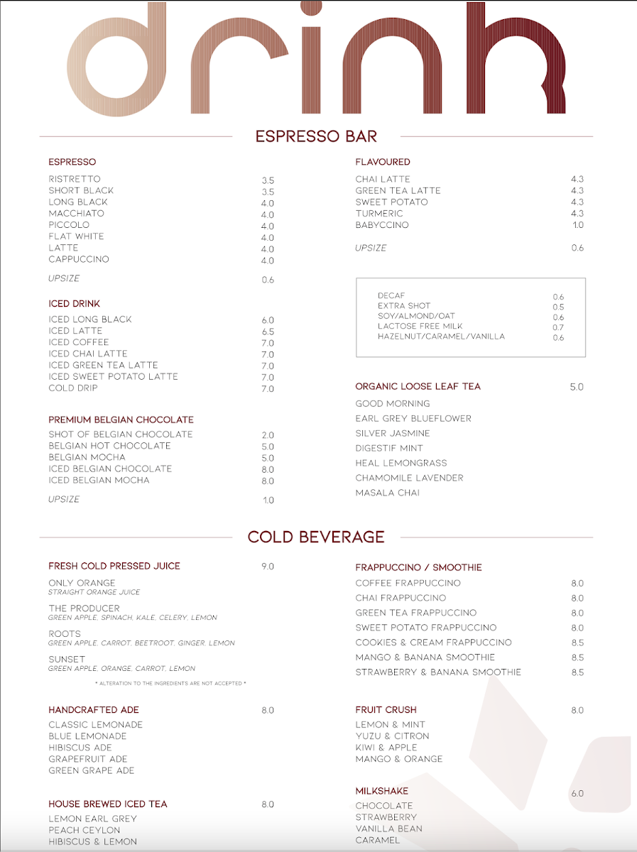 Menu, Redstone & Projects Co Newington