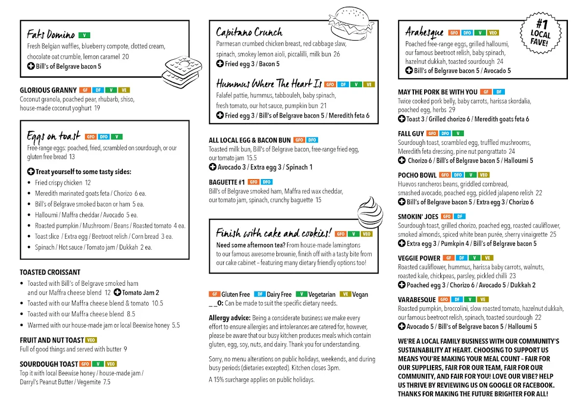 Menu, The General Food Store