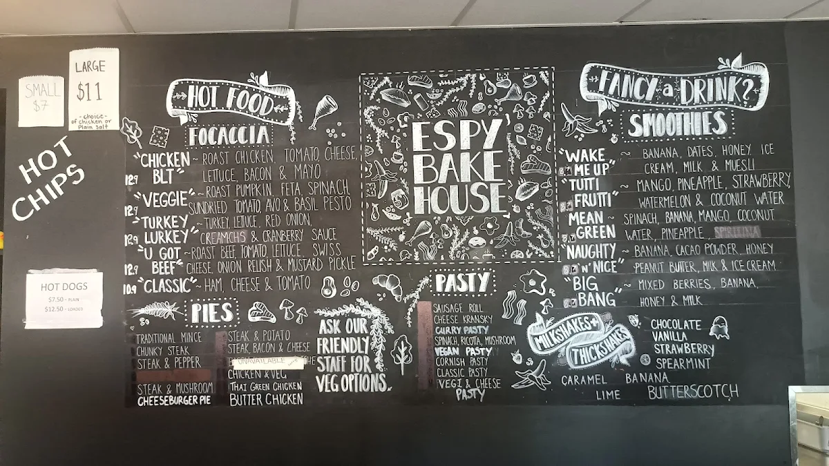 Menu, The ESPY Bakehouse