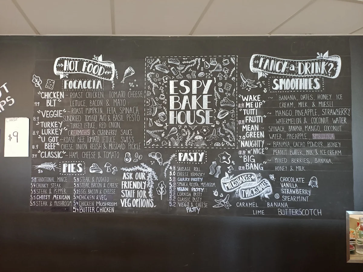Menu, The ESPY Bakehouse