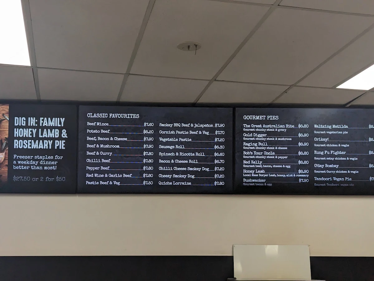 Menu, Pinjarra Bakery (Maddington)
