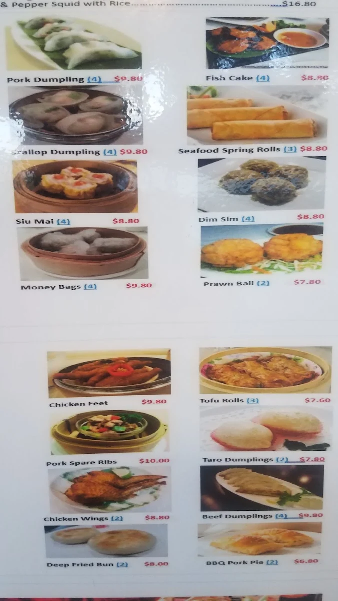 Menu, Sam's Singapore Restaurant