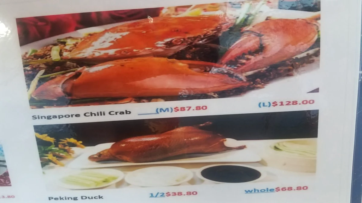 Menu, Sam's Singapore Restaurant