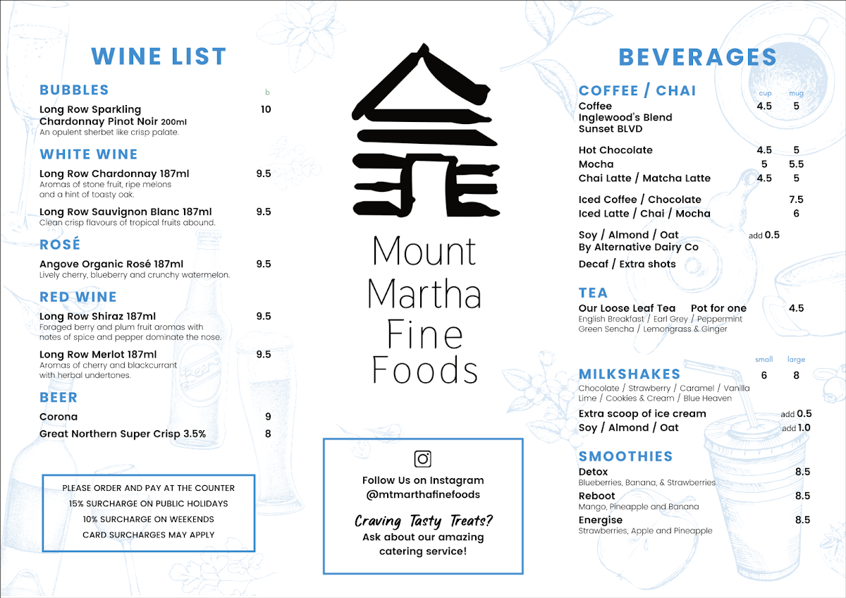 Menu, Mount Martha Fine Foods