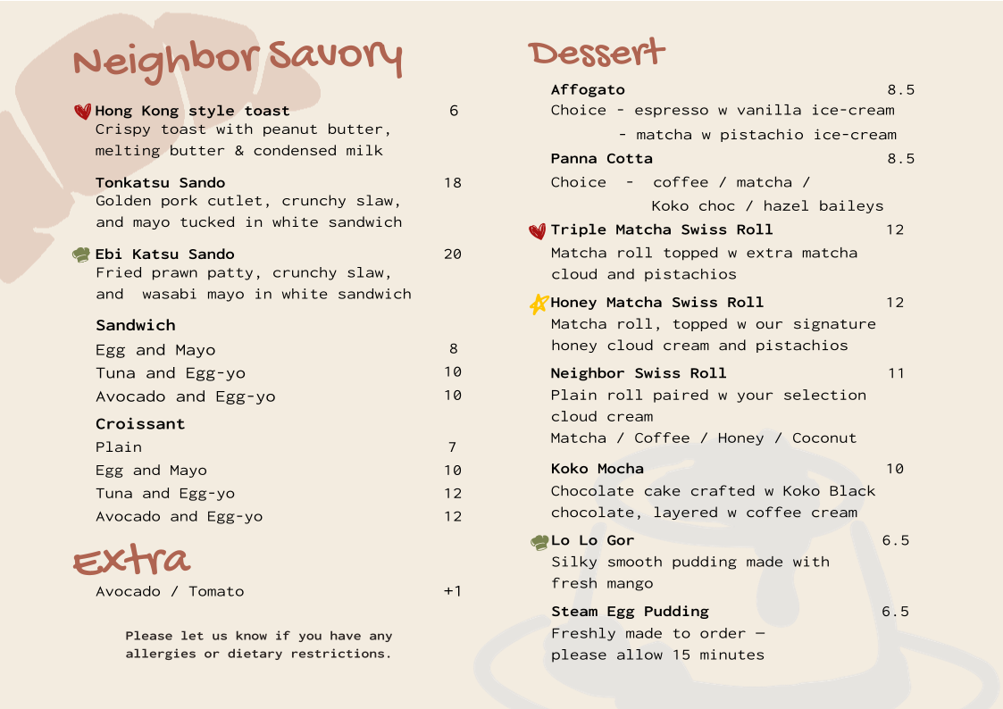 Menu, The Little Neighbor