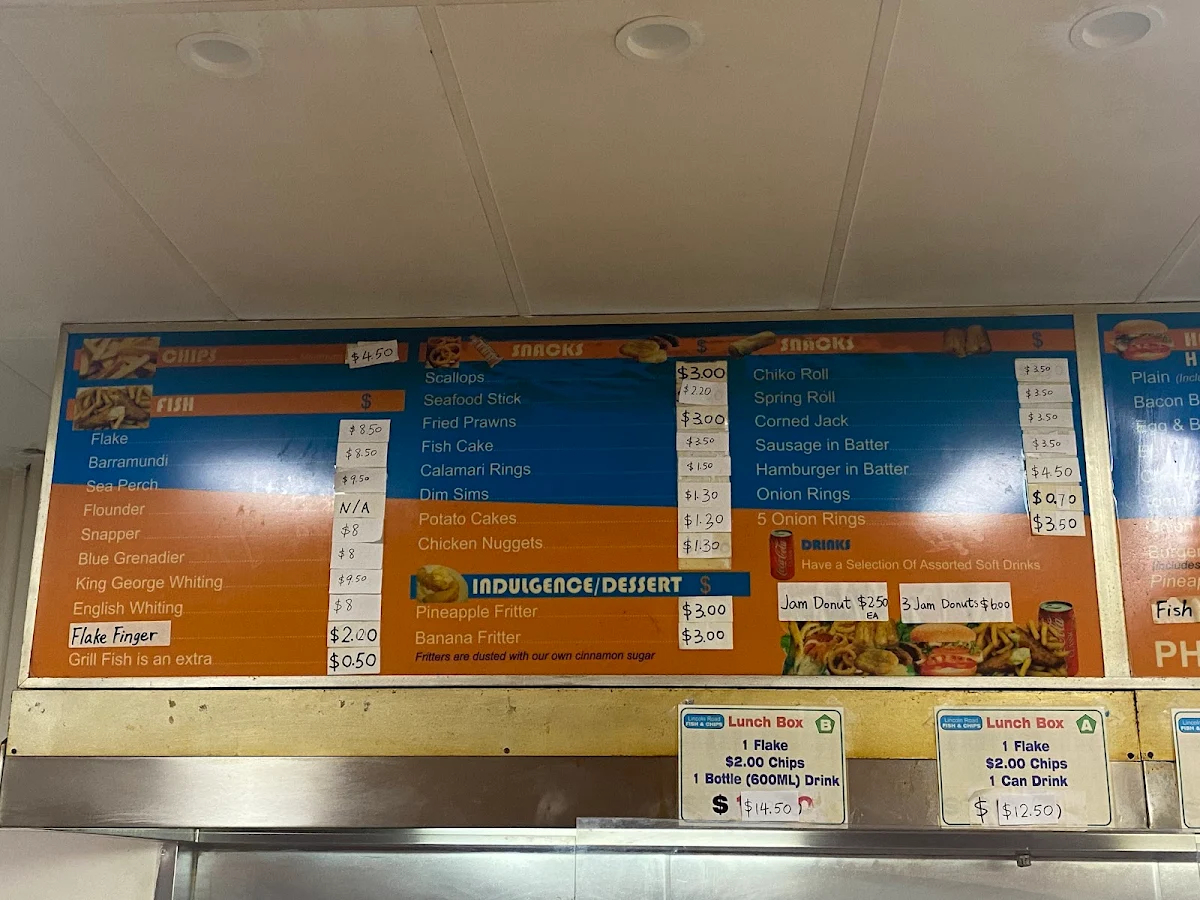 Menu, Lincoln Road Fish & Chips
