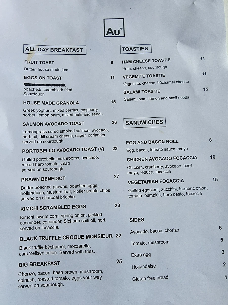 Menu, Au79 @Richmond Trader