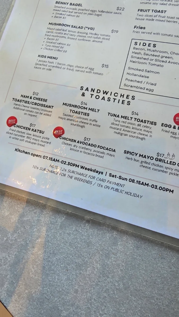 Menu, Au79 @Richmond Trader