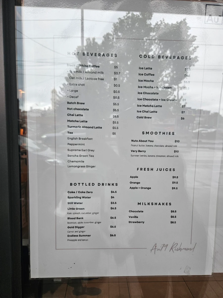 Menu, Au79 @Richmond Trader