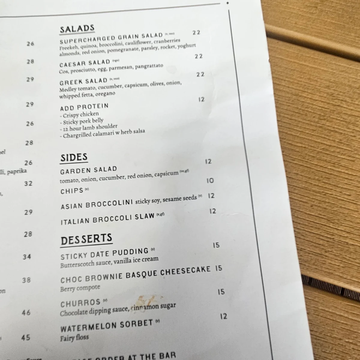 Menu, The Blackwood Hotel