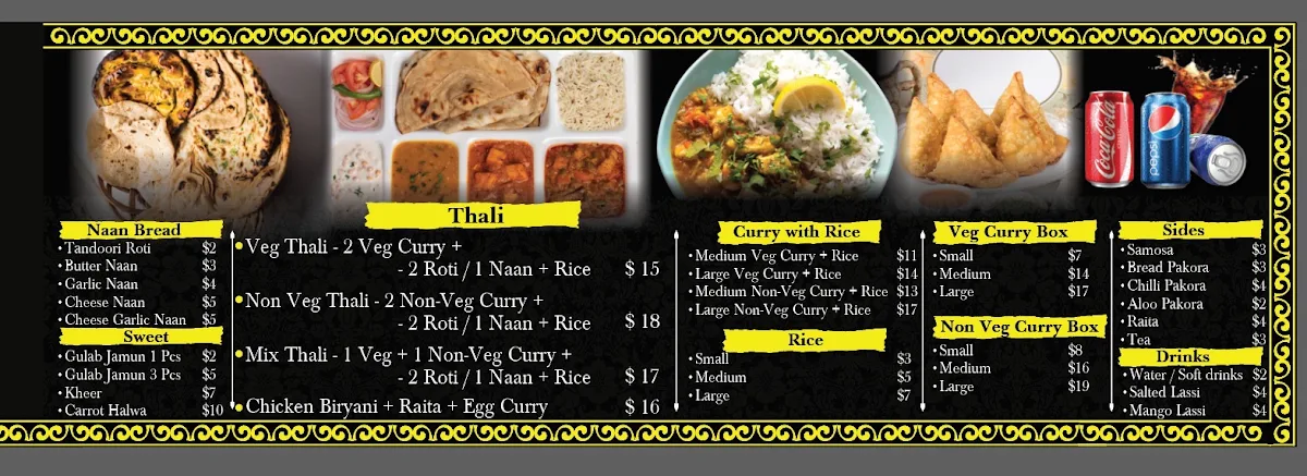 Menu, Desi Dhabha