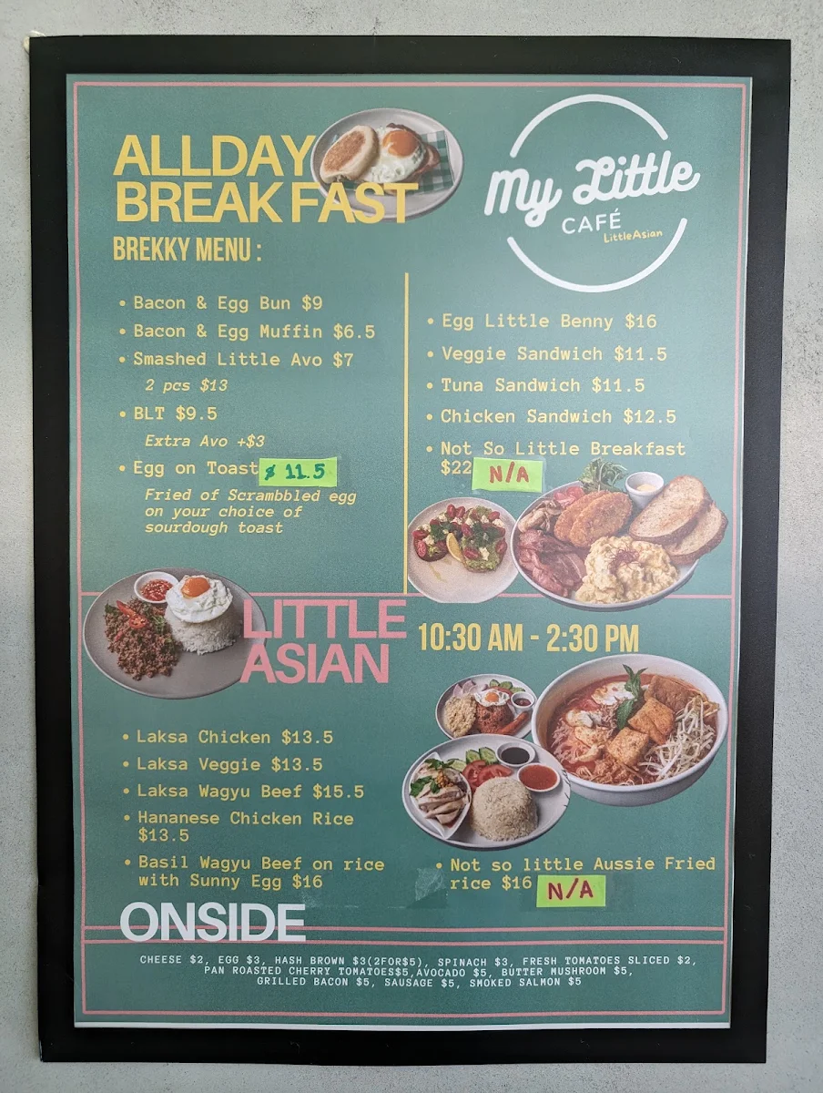 Menu, My Little Cafe