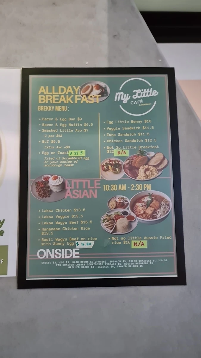 Menu, My Little Cafe