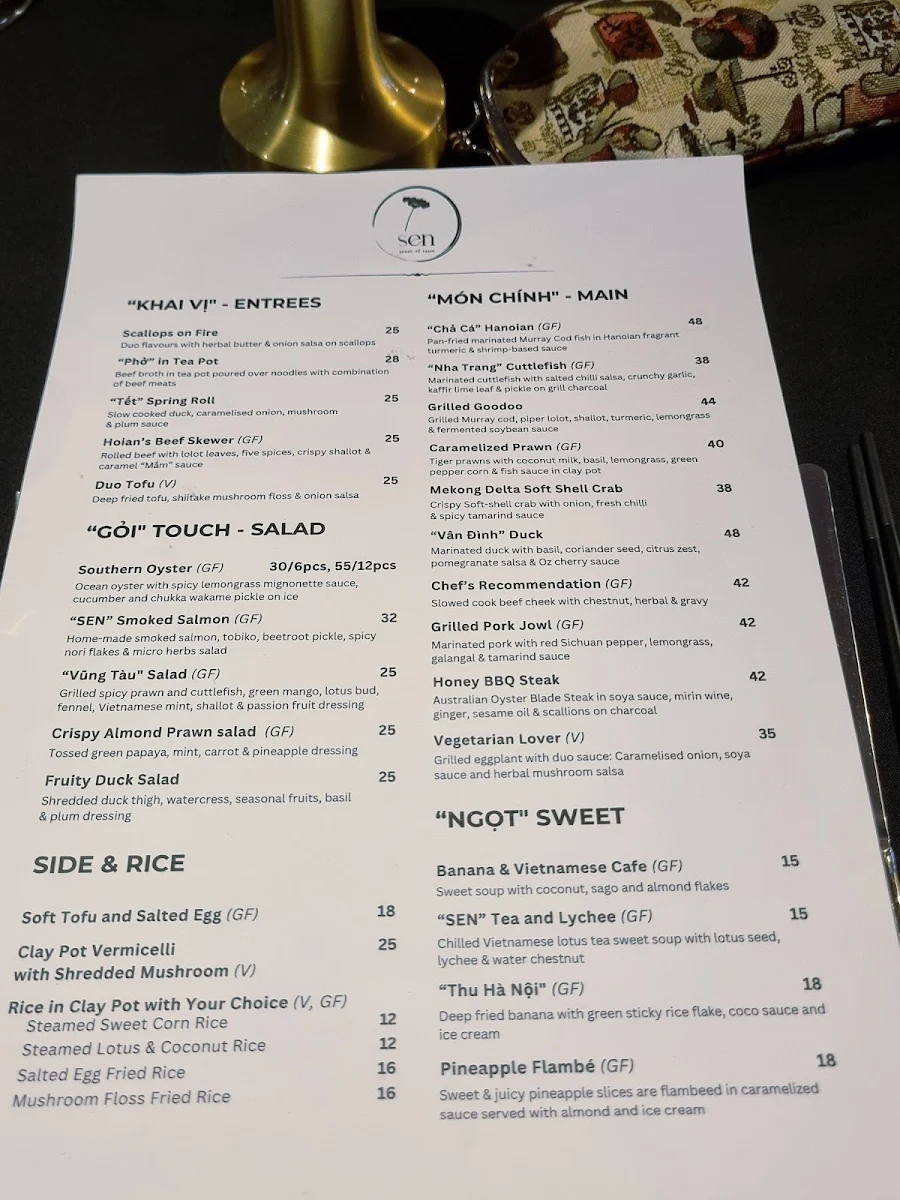 Menu, SEN